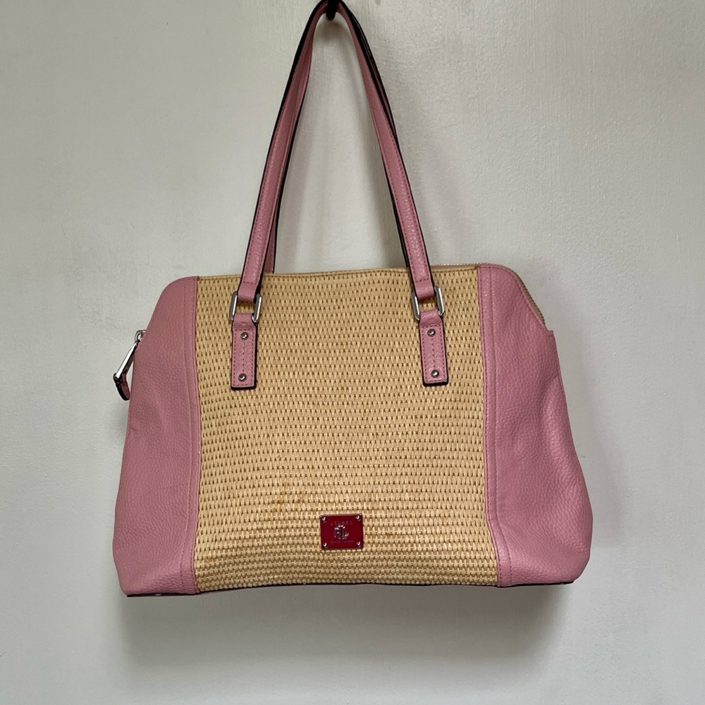 Pink and Tan Women's Handbag